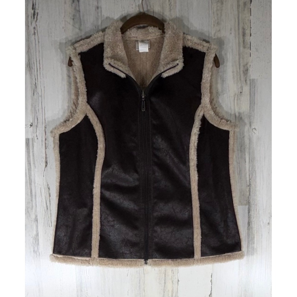 Ariat Vest XL Brown Faux Suede Sherpa Lined Full Zip Country Western Equestrian‎